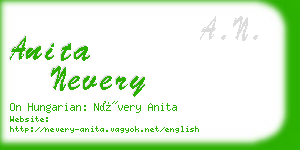 anita nevery business card